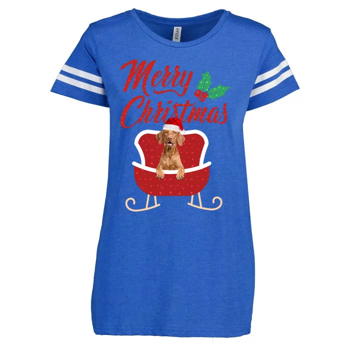 Vizsla Dog Merry Christmas Design For The Holiday Season! Enza Ladies Jersey Football T-Shirt