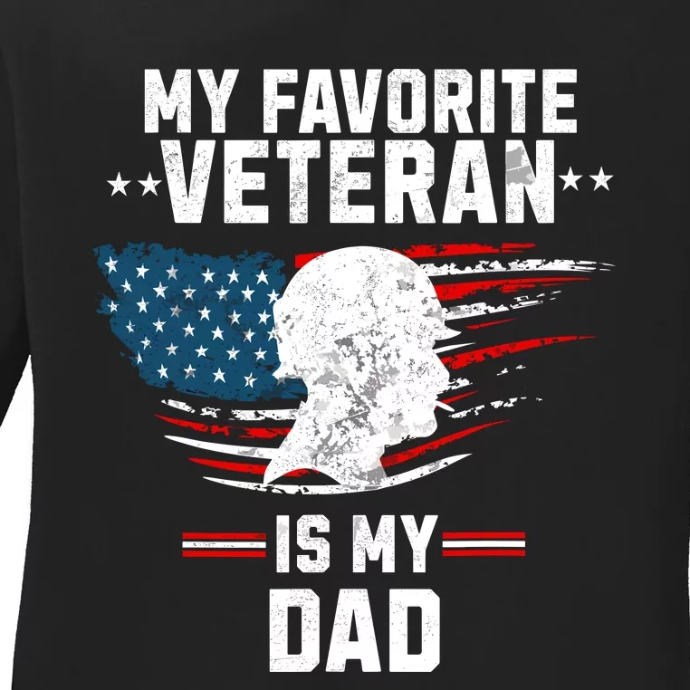 Veterans Day My Favorite Veteran Is My Dad Kids Ladies Long Sleeve Shirt