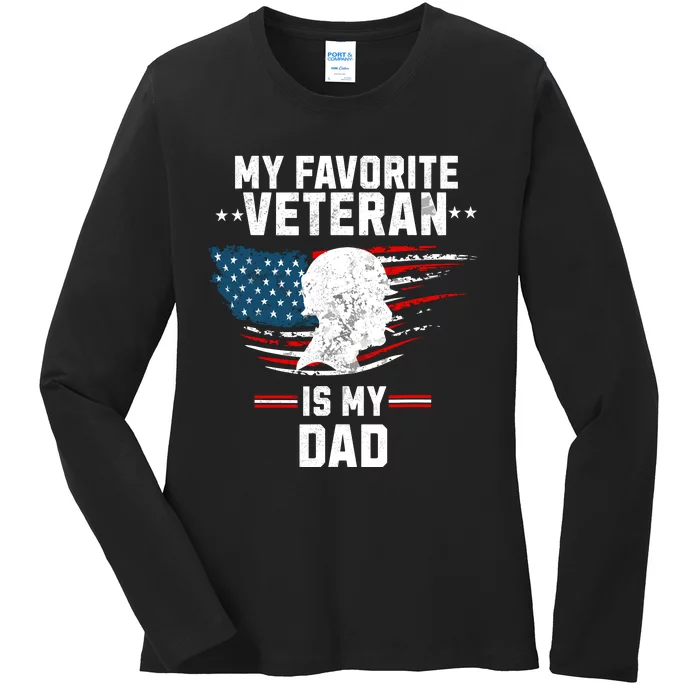 Veterans Day My Favorite Veteran Is My Dad Kids Ladies Long Sleeve Shirt