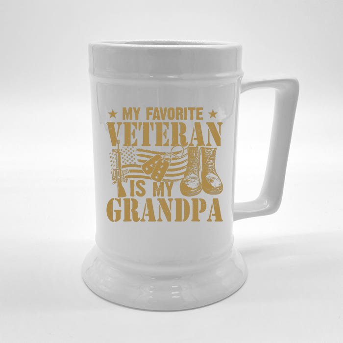 Veterans Day My Favorite Veteran Is My Grandpa Front & Back Beer Stein