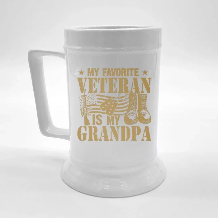 Veterans Day My Favorite Veteran Is My Grandpa Front & Back Beer Stein