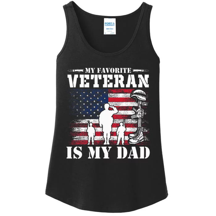 Veterans Day Military My Favorite Veteran Is My Dad Kids Ladies Essential Tank