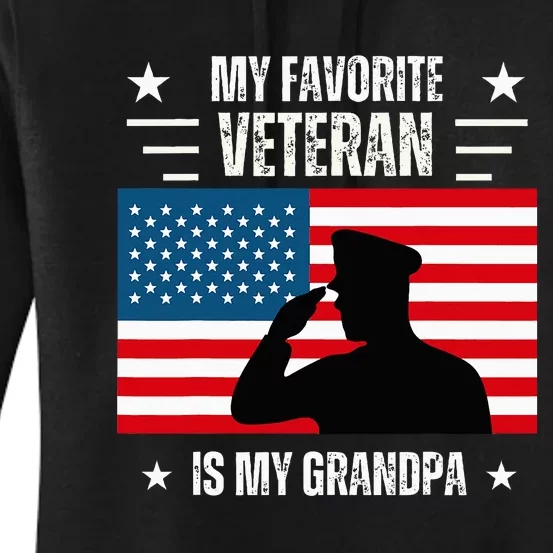 Veterans Day Military My Favorite Veteran Is My Grandpa Kids Women's Pullover Hoodie