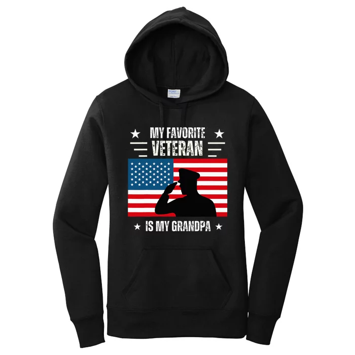 Veterans Day Military My Favorite Veteran Is My Grandpa Kids Women's Pullover Hoodie