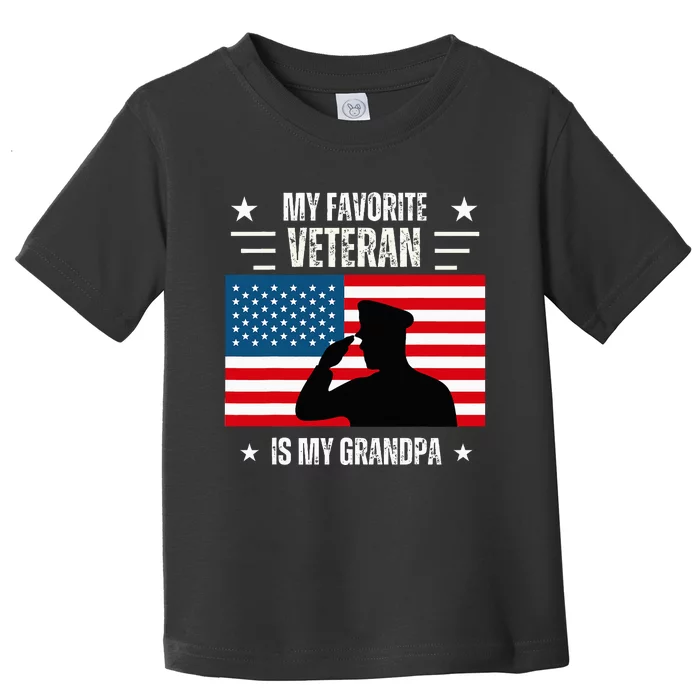 Veterans Day Military My Favorite Veteran Is My Grandpa Kids Toddler T-Shirt