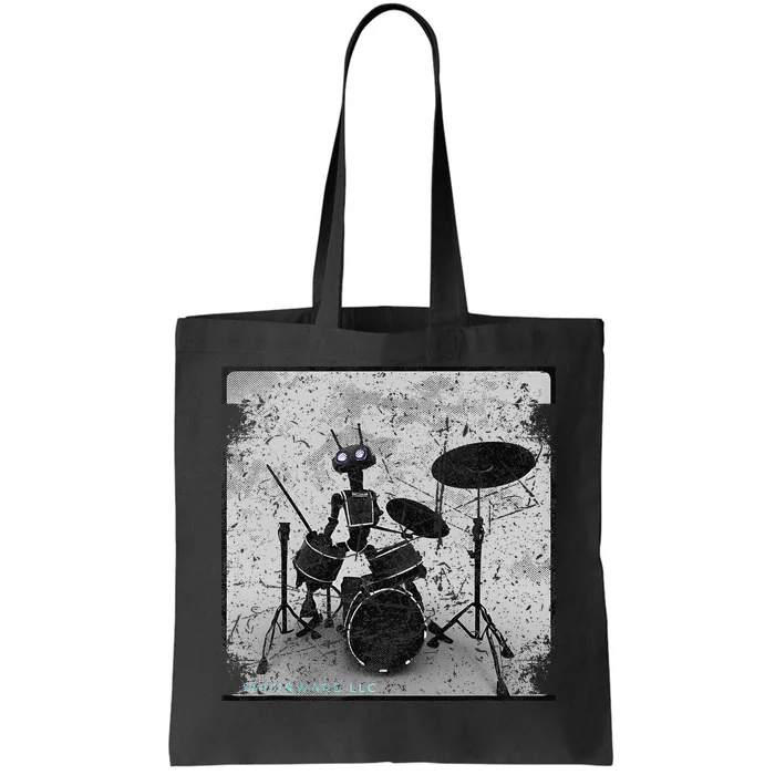 Vintage Distressed Machine Learning AI Robot Music Drummer Tote Bag