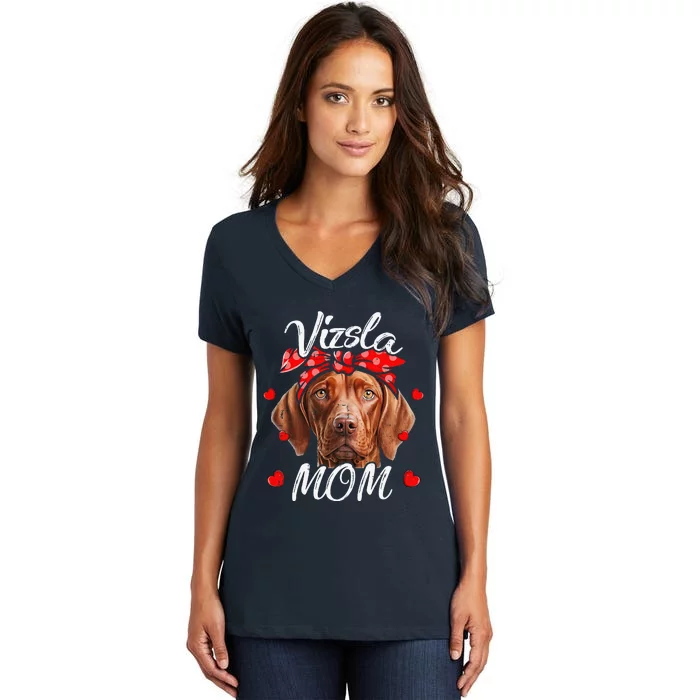 Vizsla Dog Mom Vizsla Mom Puppy Funny Mothers Day Women's V-Neck T-Shirt