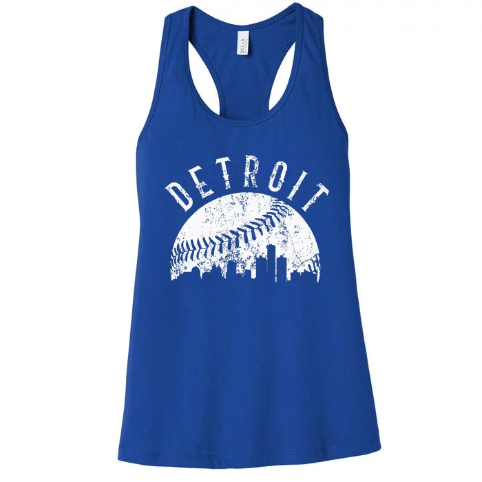 Vintage Detroit Michigan Skyline Apparel Women's Racerback Tank