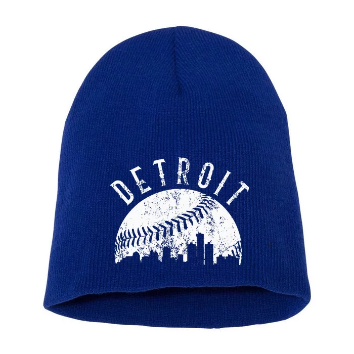 Vintage Detroit Michigan Skyline Apparel Short Acrylic Beanie