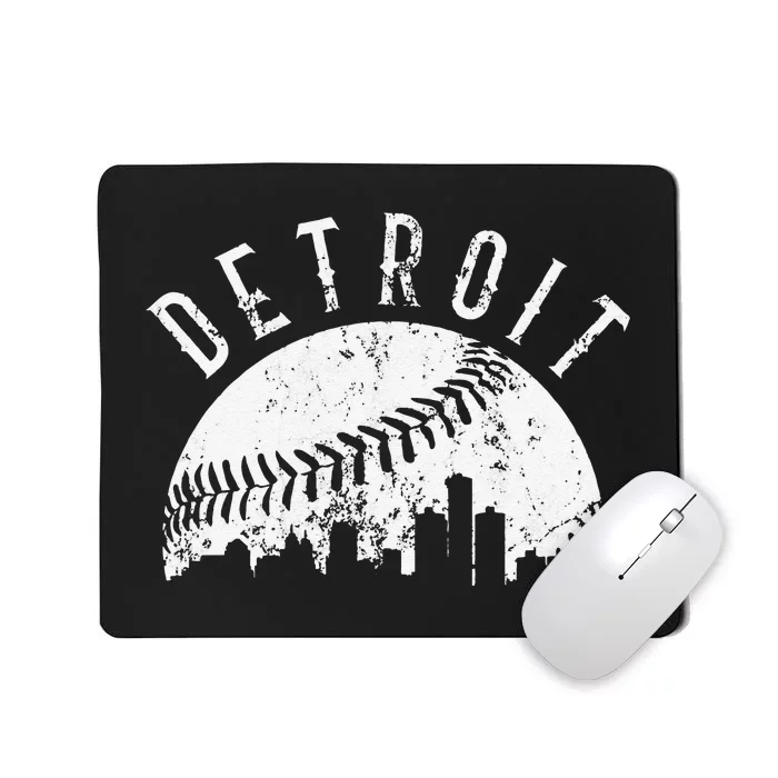 Vintage Detroit Michigan Skyline Apparel baseball Mousepad