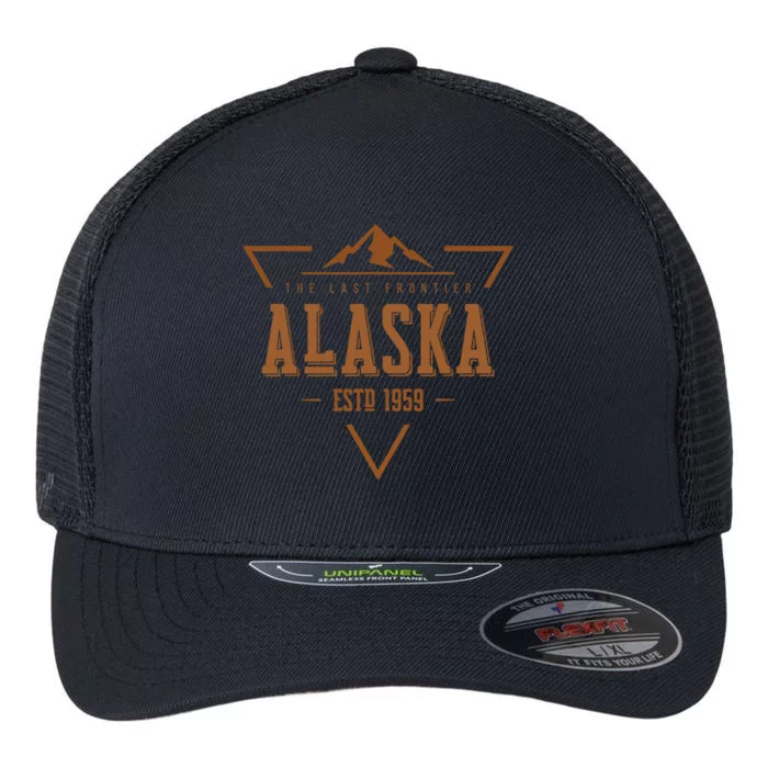 Vintage Denali Mountain Alaska The Last Frontier Logo Flexfit Unipanel Trucker Cap