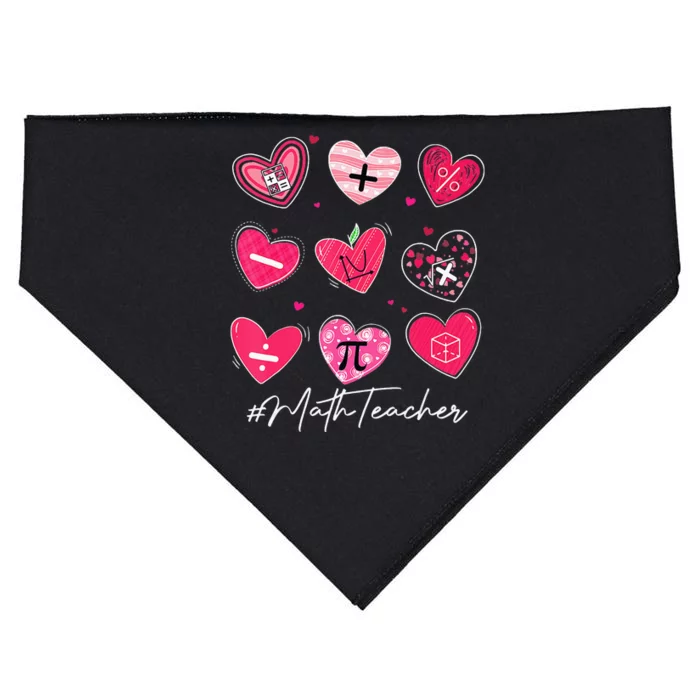 Valentine's Day Math Teacher Pi Math Lover USA-Made Doggie Bandana