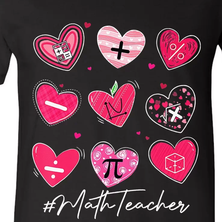 Valentine's Day Math Teacher Pi Math Lover V-Neck T-Shirt