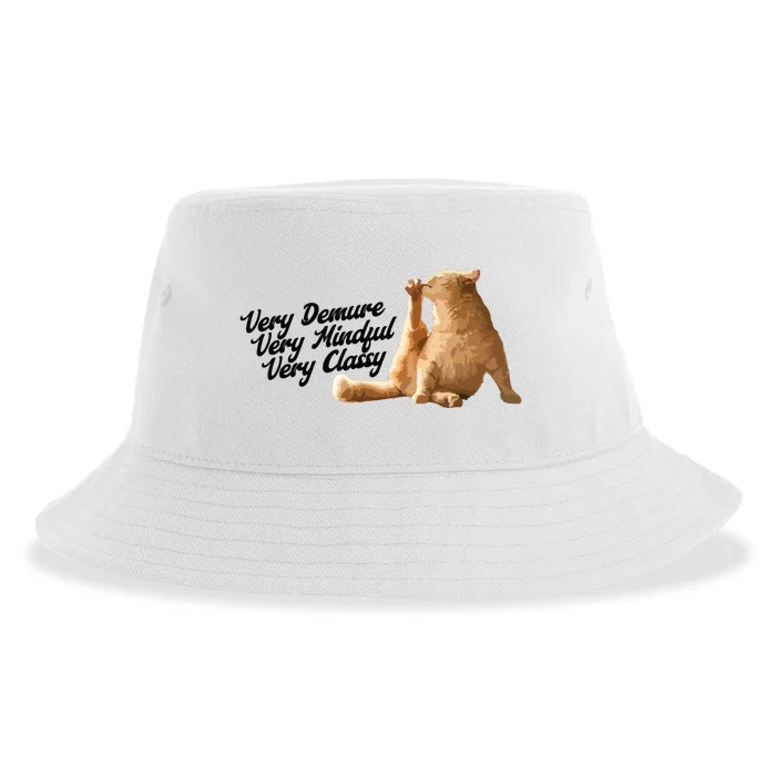 Very Demure Mindful Classy Meme Funny Cat Sustainable Bucket Hat