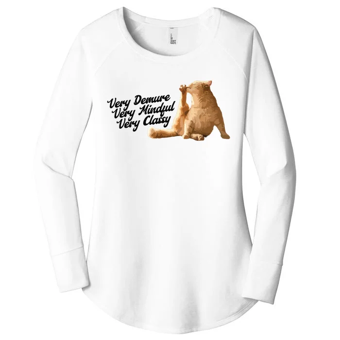 Very Demure Mindful Classy Meme Funny Cat Women's Perfect Tri Tunic Long Sleeve Shirt