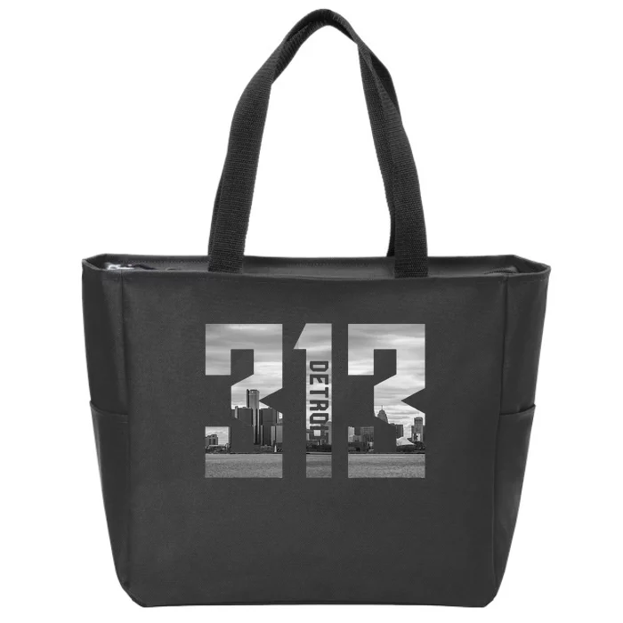 Vintage Detroit Michigan 313 Area Code Skyline Zip Tote Bag