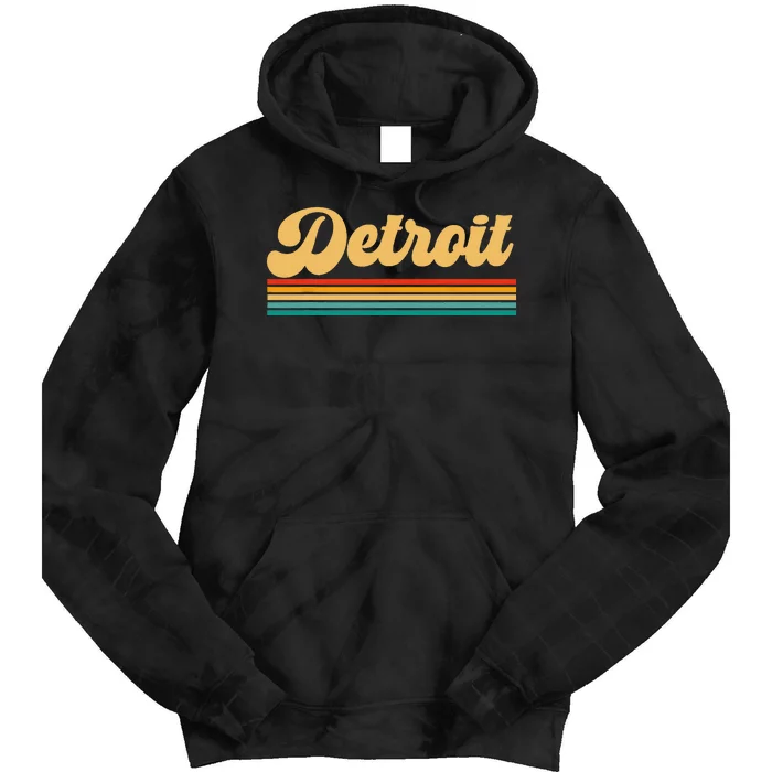 Vintage Detroit Michigan Skyline Tie Dye Hoodie