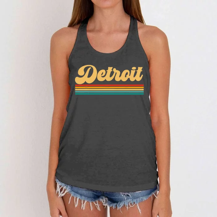 Vintage Detroit Michigan Skyline Women's Knotted Racerback Tank