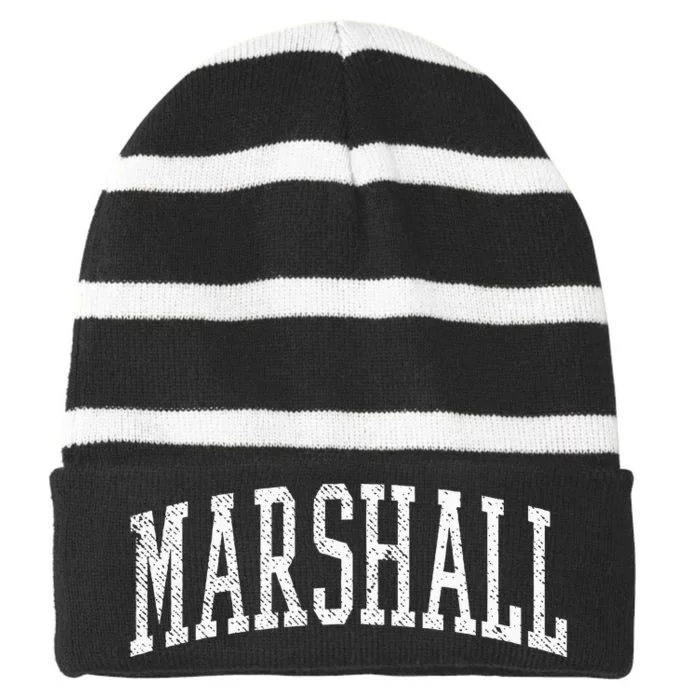 Varsity Distressed Marshall Striped Beanie with Solid Band