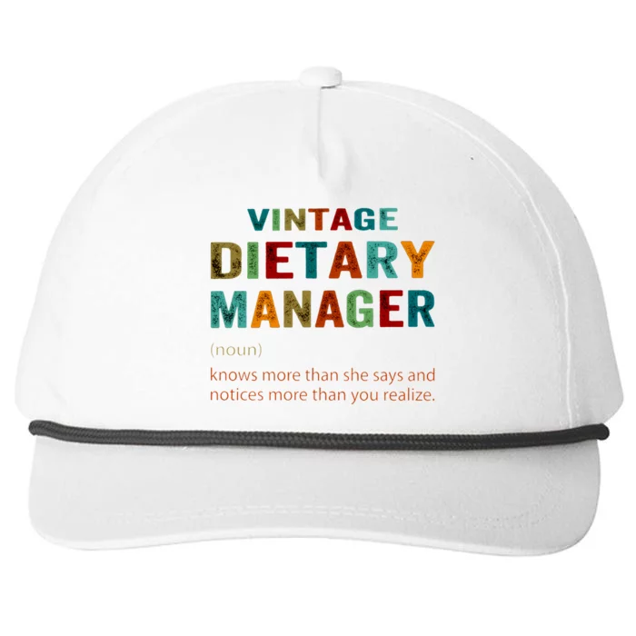 Vintage Dietary Manager Snapback Five-Panel Rope Hat