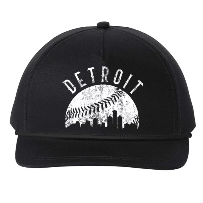 Vintage Detroit Michigan Skyline Apparel Snapback Five-Panel Rope Hat