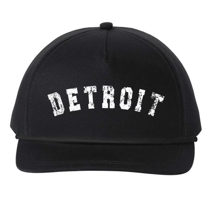 Vintage Detroit Michigan Distressed Apparel Snapback Five-Panel Rope Hat