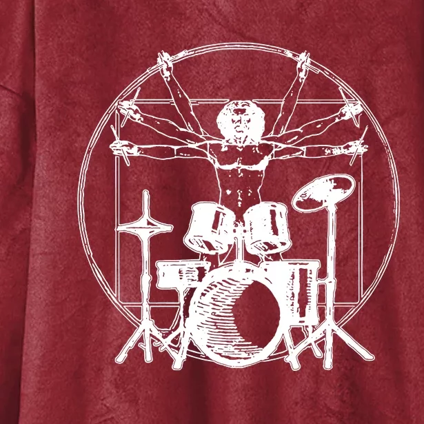 Vitruvian Drummer Man Hooded Wearable Blanket