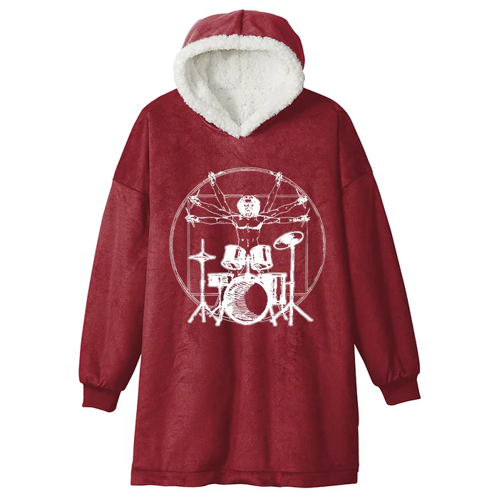 Vitruvian Drummer Man Hooded Wearable Blanket