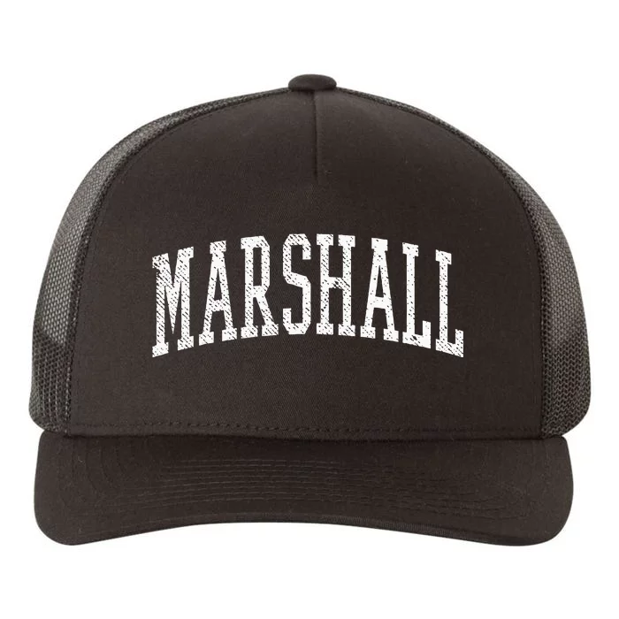 Varsity Distressed Marshall Yupoong Adult 5-Panel Trucker Hat