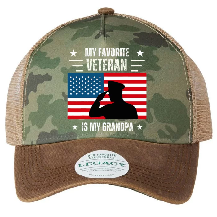 Veterans Day Military My Favorite Veteran Is My Grandpa Legacy Tie Dye Trucker Hat