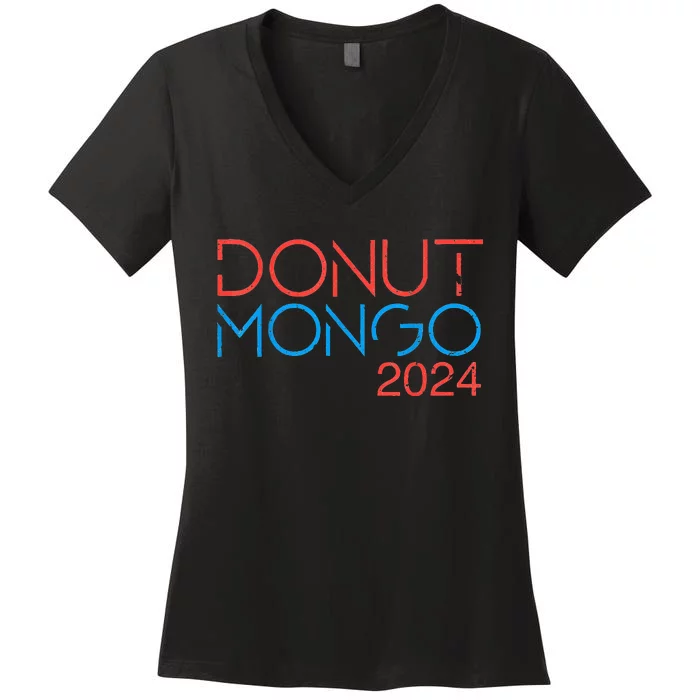 Vintage Donut Mongo 2024 Women's V-Neck T-Shirt