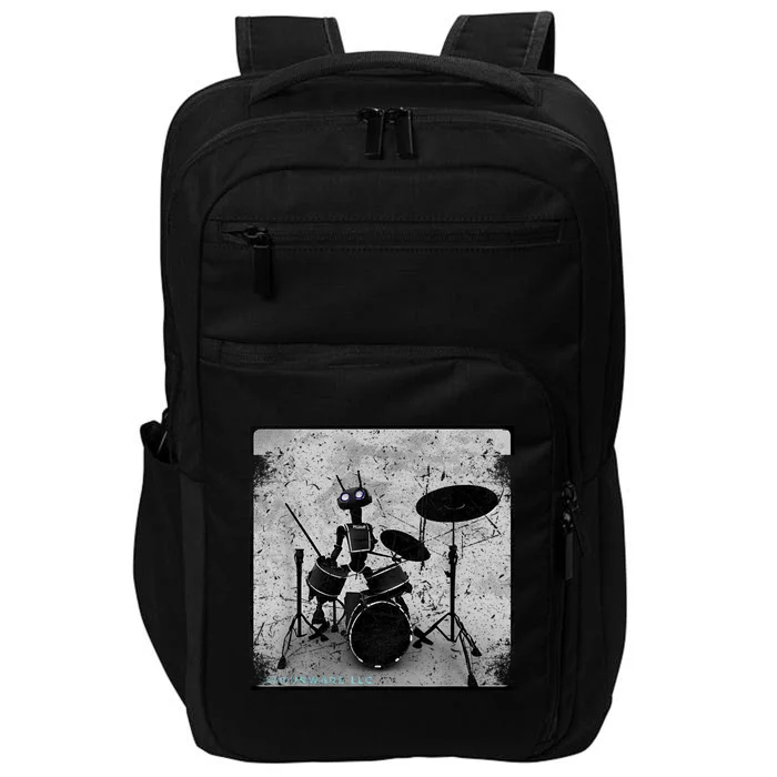 Vintage Distressed Machine Learning AI Robot Music Drummer Impact Tech Backpack