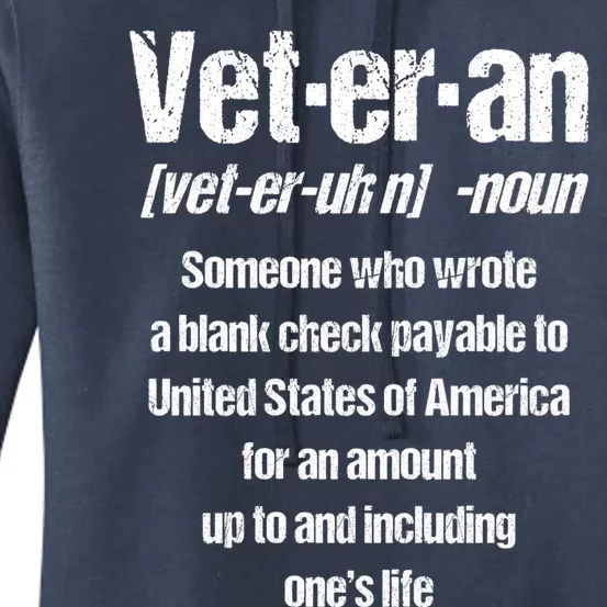 Veterans Day Memorial Day Funny Veteran Noun Us Soldier Great Gift Women's Pullover Hoodie