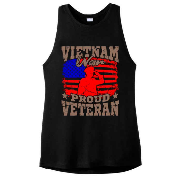 Veterans Day Memorial Day Vietnam War Proud Veteran Soldier Gift Ladies Tri-Blend Wicking Tank