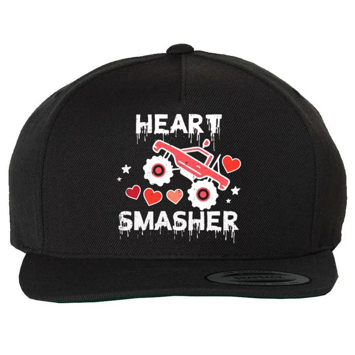 Valentines Day Monster Truck Heart Smasher Boy Wool Snapback Cap