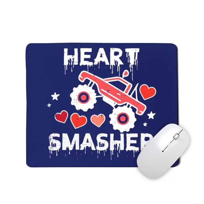 Valentines Day Monster Truck Heart Smasher Boy Mousepad