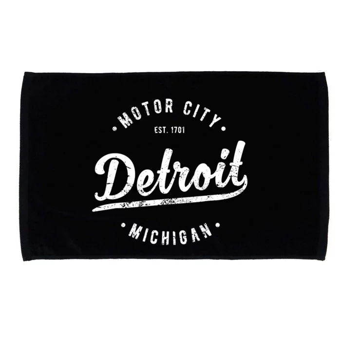 Vintage Detroit Motor City Souvenir Merch Retro Detroit Gift Microfiber Hand Towel