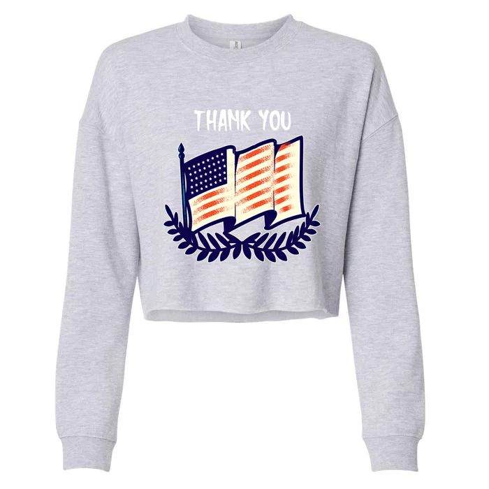 Veterans Day Memorial For Ex Military Service Thank You Gift Cropped Pullover Crew