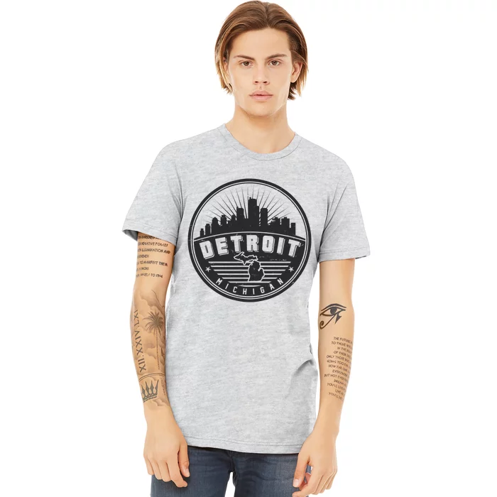 Vintage Detroit Michigan Skyline Emblem Premium T-Shirt