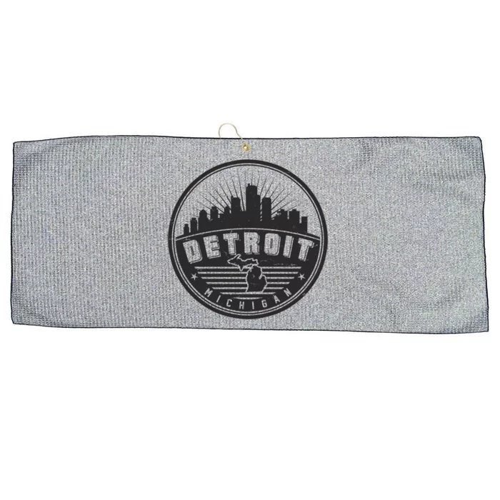 Vintage Detroit Michigan Skyline Emblem Large Microfiber Waffle Golf Towel