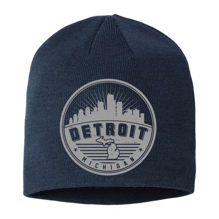 Vintage Detroit Michigan Skyline Emblem 8 1/2in Sustainable Knit Beanie