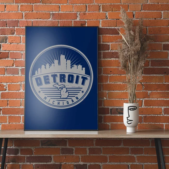 Vintage Detroit Michigan Skyline Emblem Poster