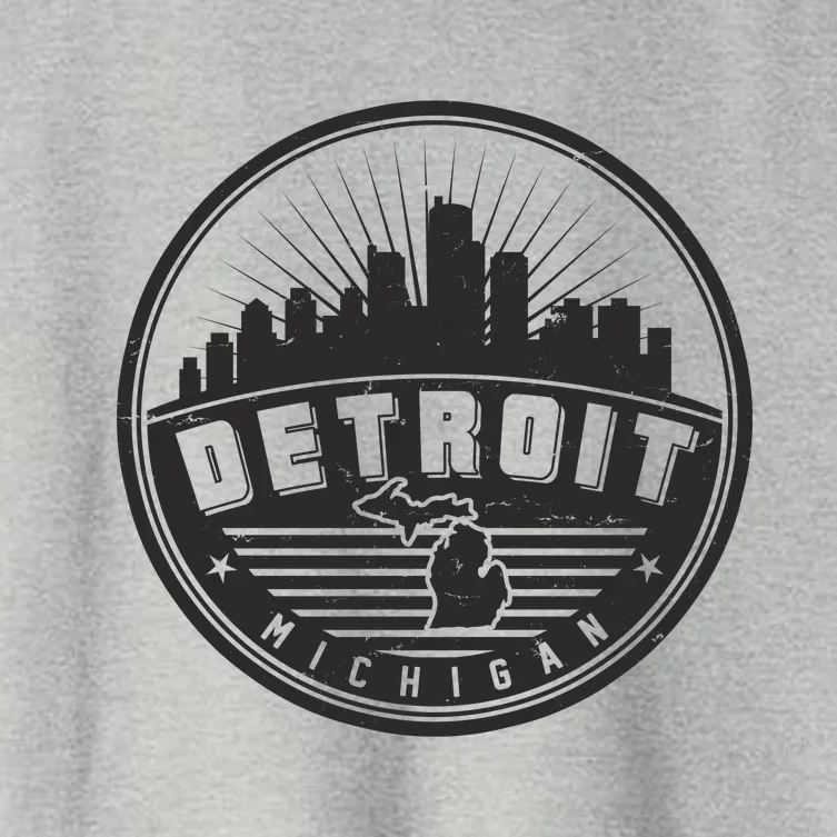 Vintage Detroit Michigan Skyline Emblem Women's Crop Top Tee