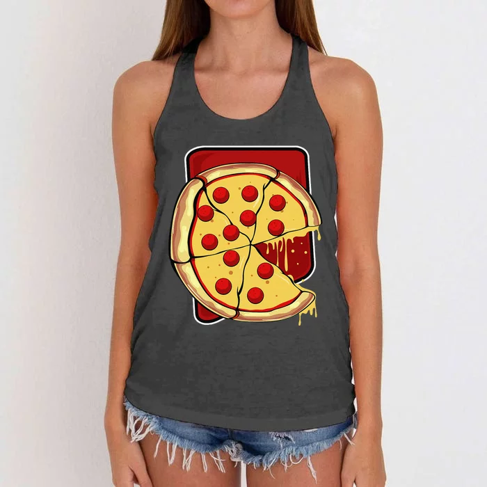 Valentine's Day Missing Piece Pizza Slice Couple Women's Knotted Racerback Tank