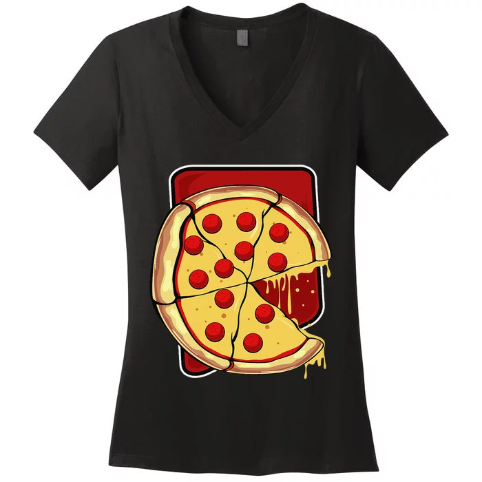 Valentine's Day Missing Piece Pizza Slice Couple Women's V-Neck T-Shirt