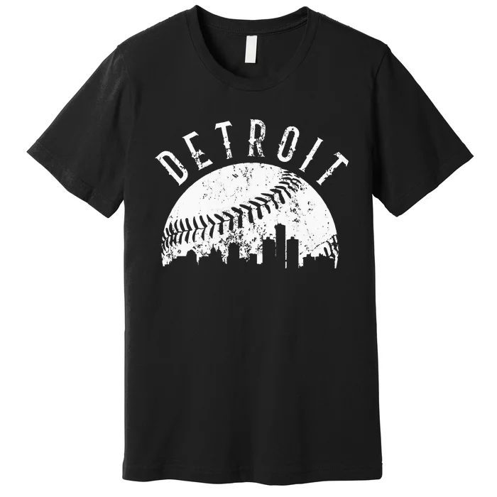 Vintage Detroit Michigan Skyline Apparel Premium T-Shirt