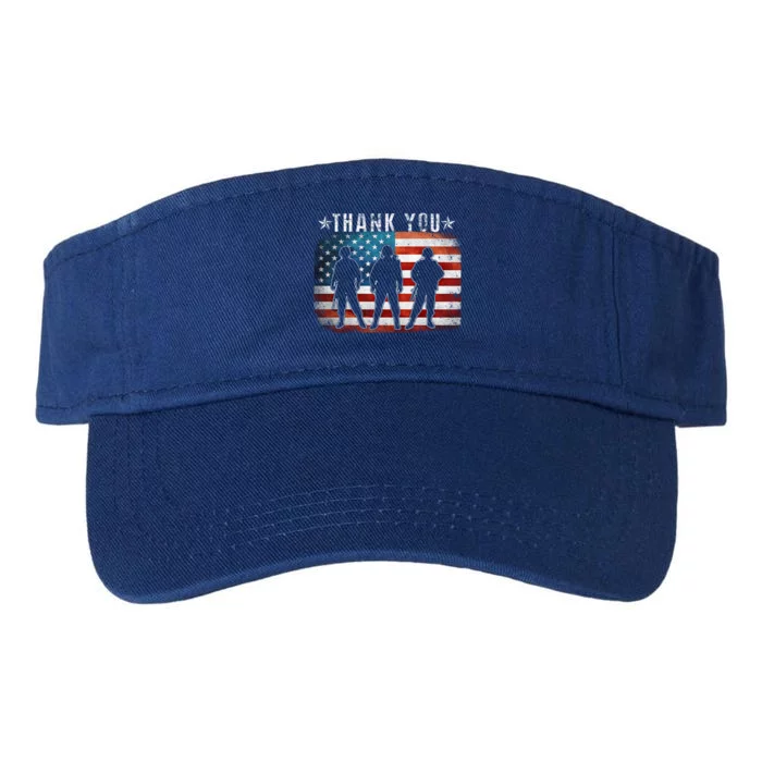 Veterans Day Memorial Gift Thank You Gift Proud Patriotic Cool Gift Valucap Bio-Washed Visor