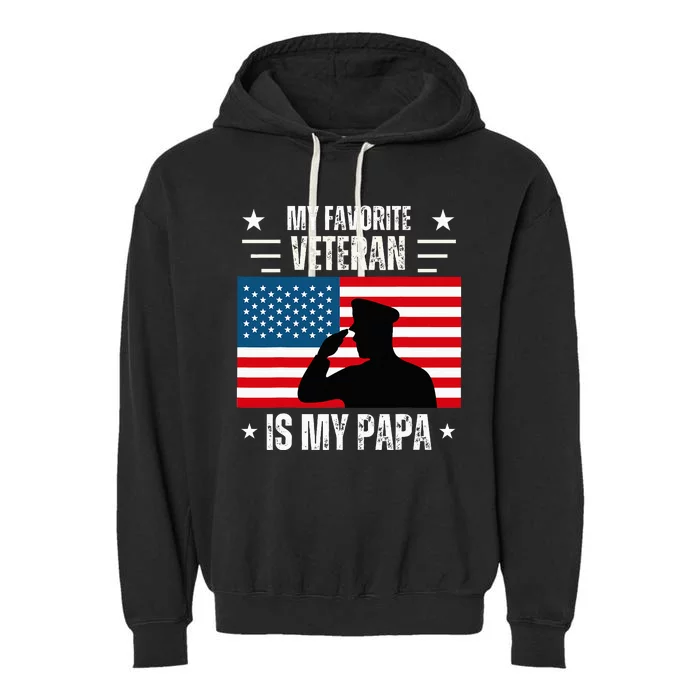 Veterans Day Military My Favorite Veteran Is My Papa Kids Garment-Dyed Fleece Hoodie