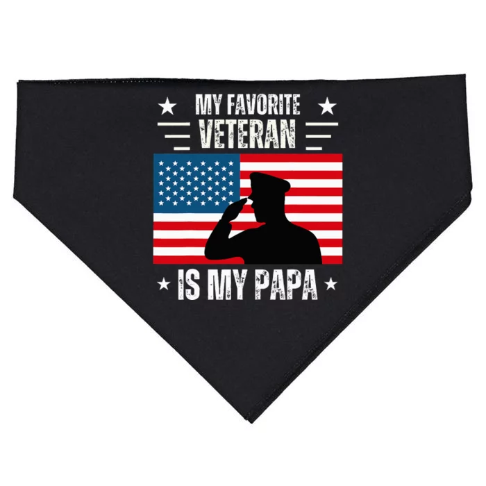 Veterans Day Military My Favorite Veteran Is My Papa Kids USA-Made Doggie Bandana