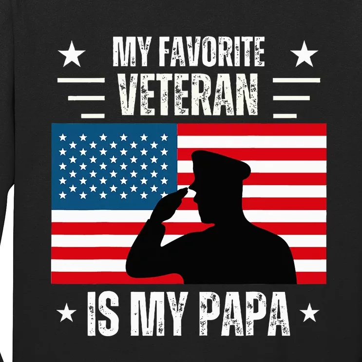 Veterans Day Military My Favorite Veteran Is My Papa Kids Long Sleeve Shirt